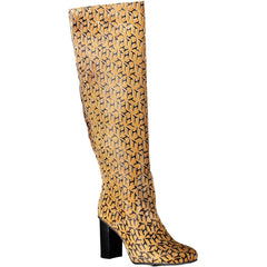 Tommy Hilfiger Bota de cano alto feminina em couro bege