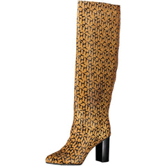 Tommy Hilfiger Bota de cano alto feminina em couro bege