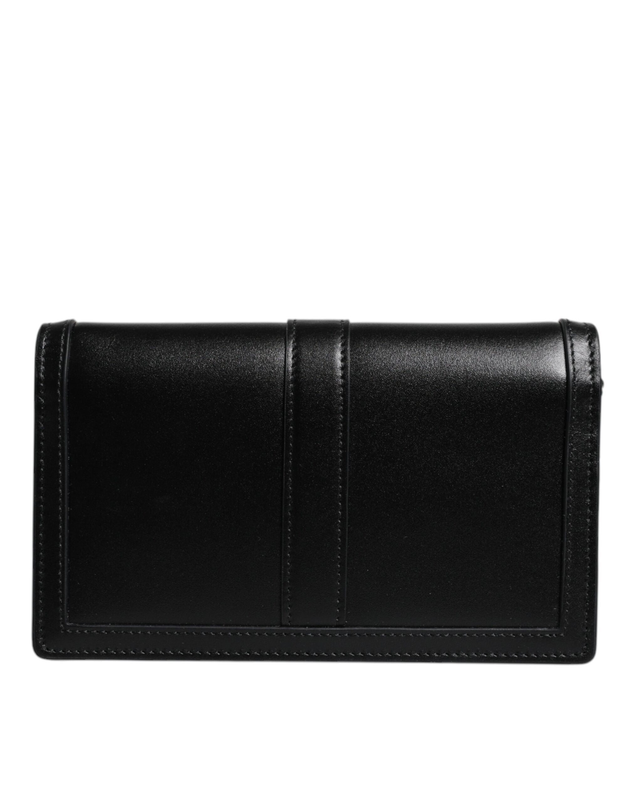 Bolsa transversal de ombro com alça de corrente em couro de bezerro preto Versace