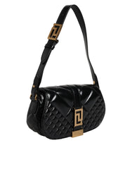 Bolsa Versace de couro de bezerro preto com alça de ombro acolchoada