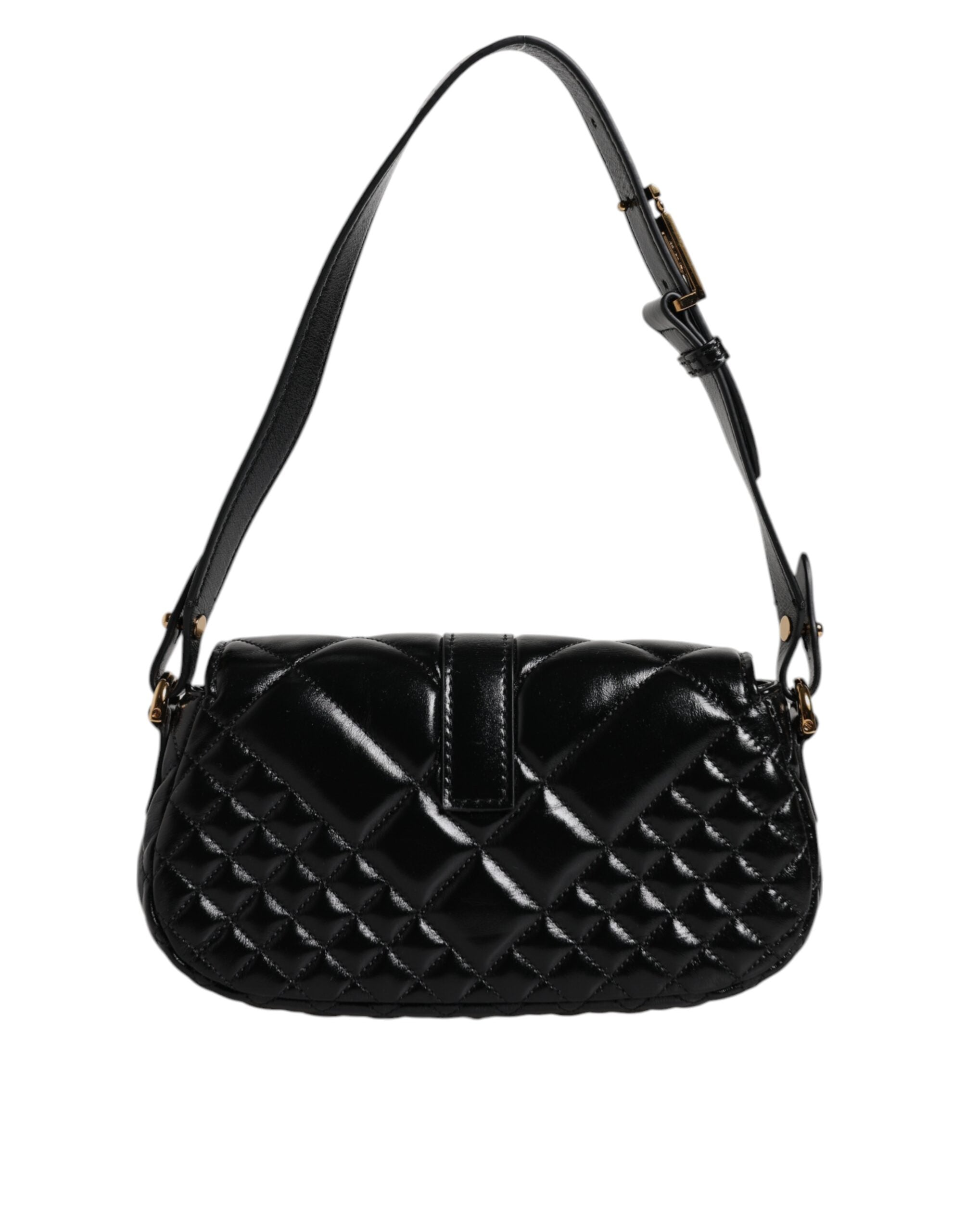 Bolsa Versace de couro de bezerro preto com alça de ombro acolchoada