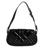 Bolsa Versace de couro de bezerro preto com alça de ombro acolchoada