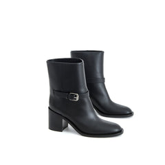 Bota de couro preta Burberry
