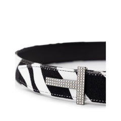 Cinto de couro preto e branco Tom Ford