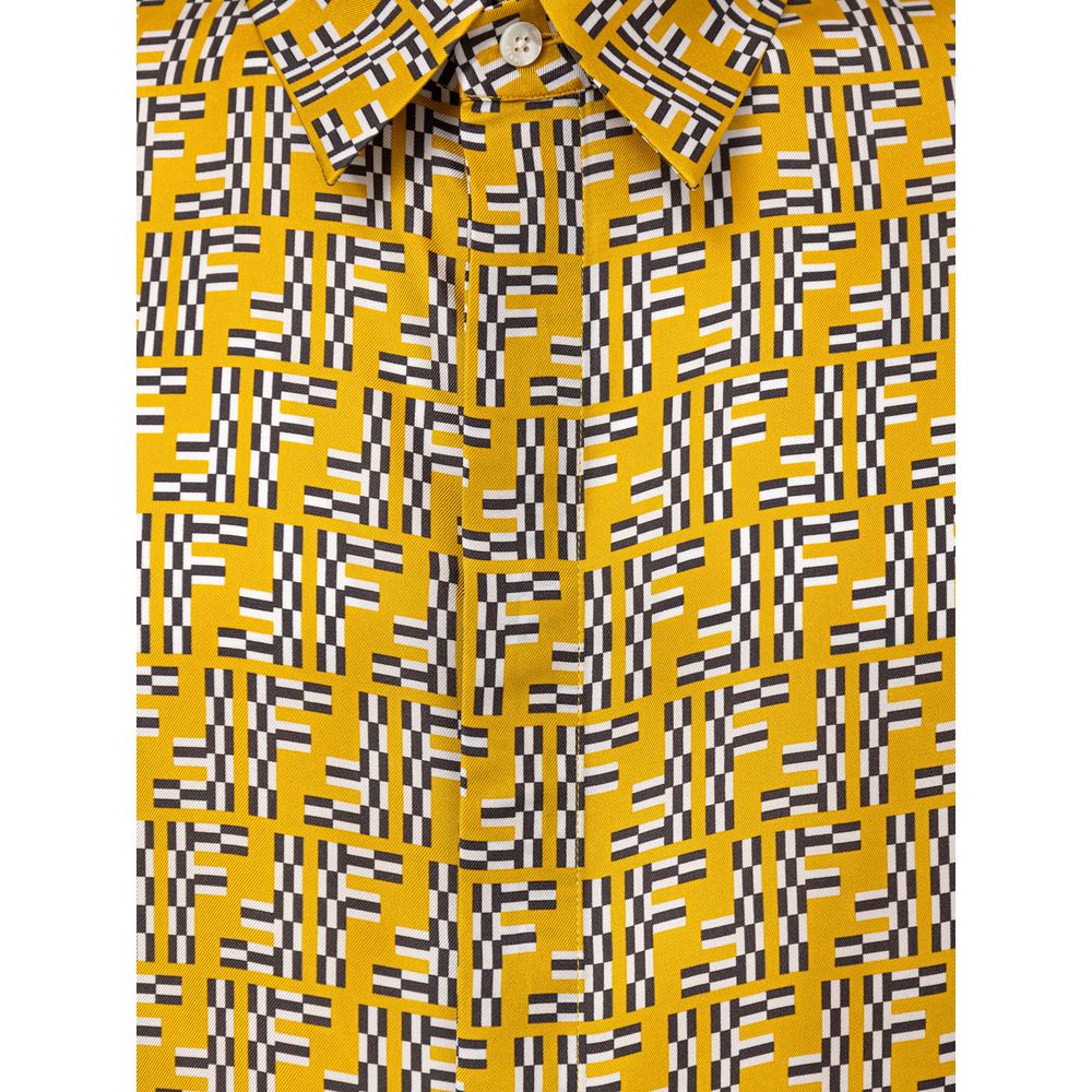 Camisa de seda amarela Fendi