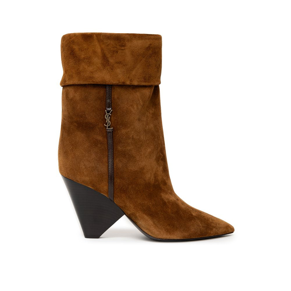 Bota de couro camurça marrom Saint Laurent