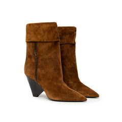 Bota de couro camurça marrom Saint Laurent