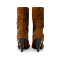 Bota de couro camurça marrom Saint Laurent