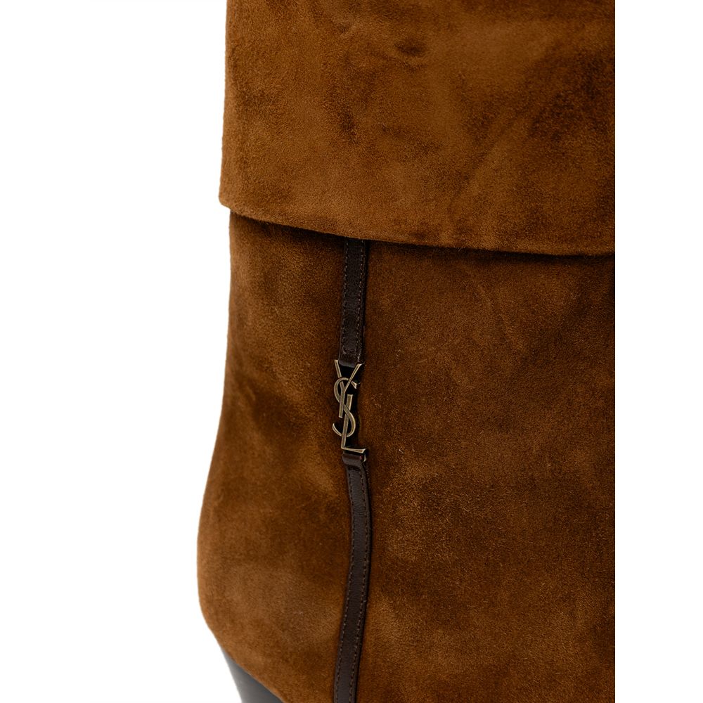 Bota de couro camurça marrom Saint Laurent