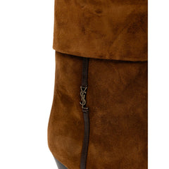 Bota de couro camurça marrom Saint Laurent