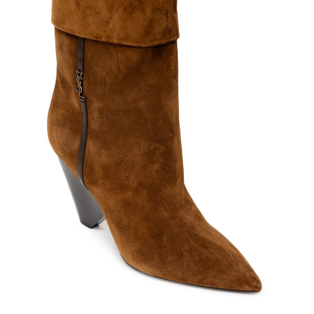 Bota de couro camurça marrom Saint Laurent