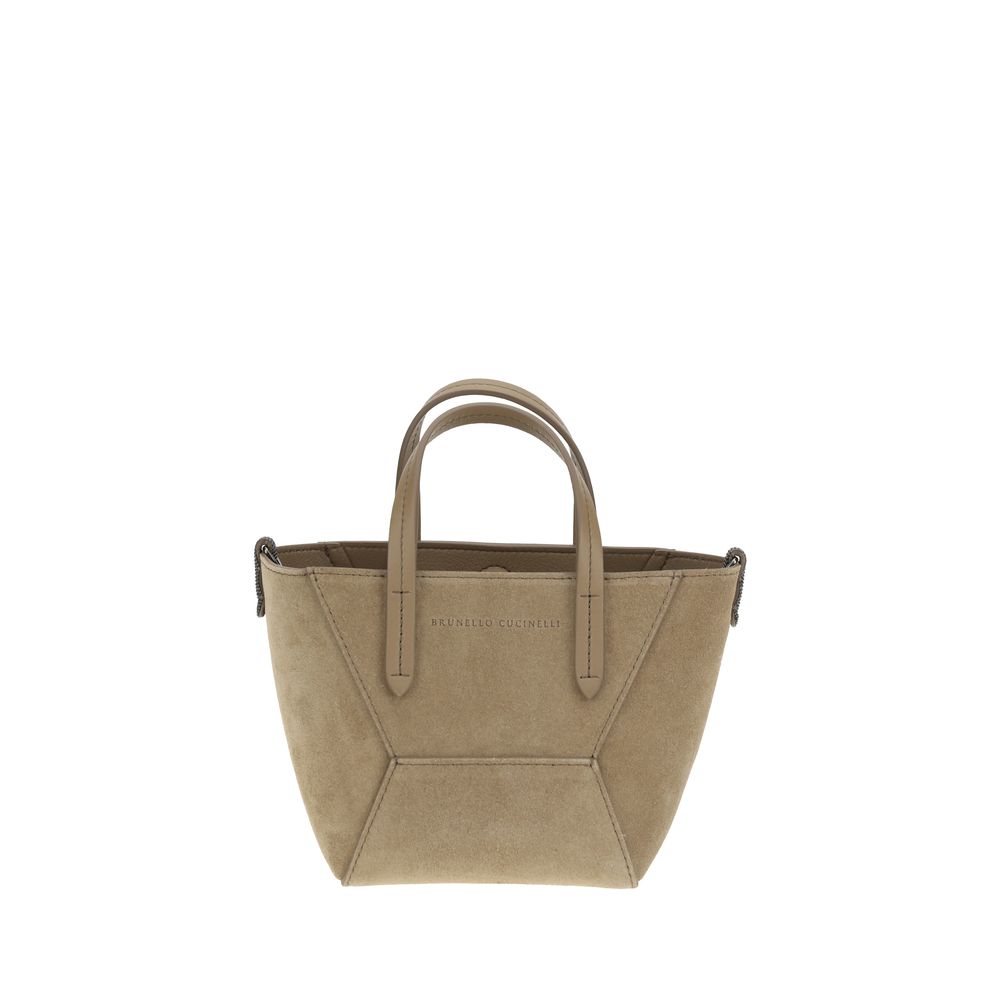 Bolsa de ombro em camurça Brunello Cucinelli