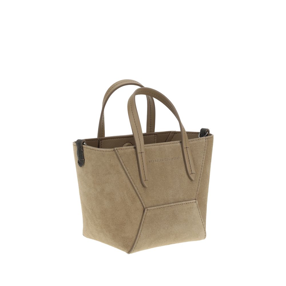 Bolsa de ombro em camurça Brunello Cucinelli