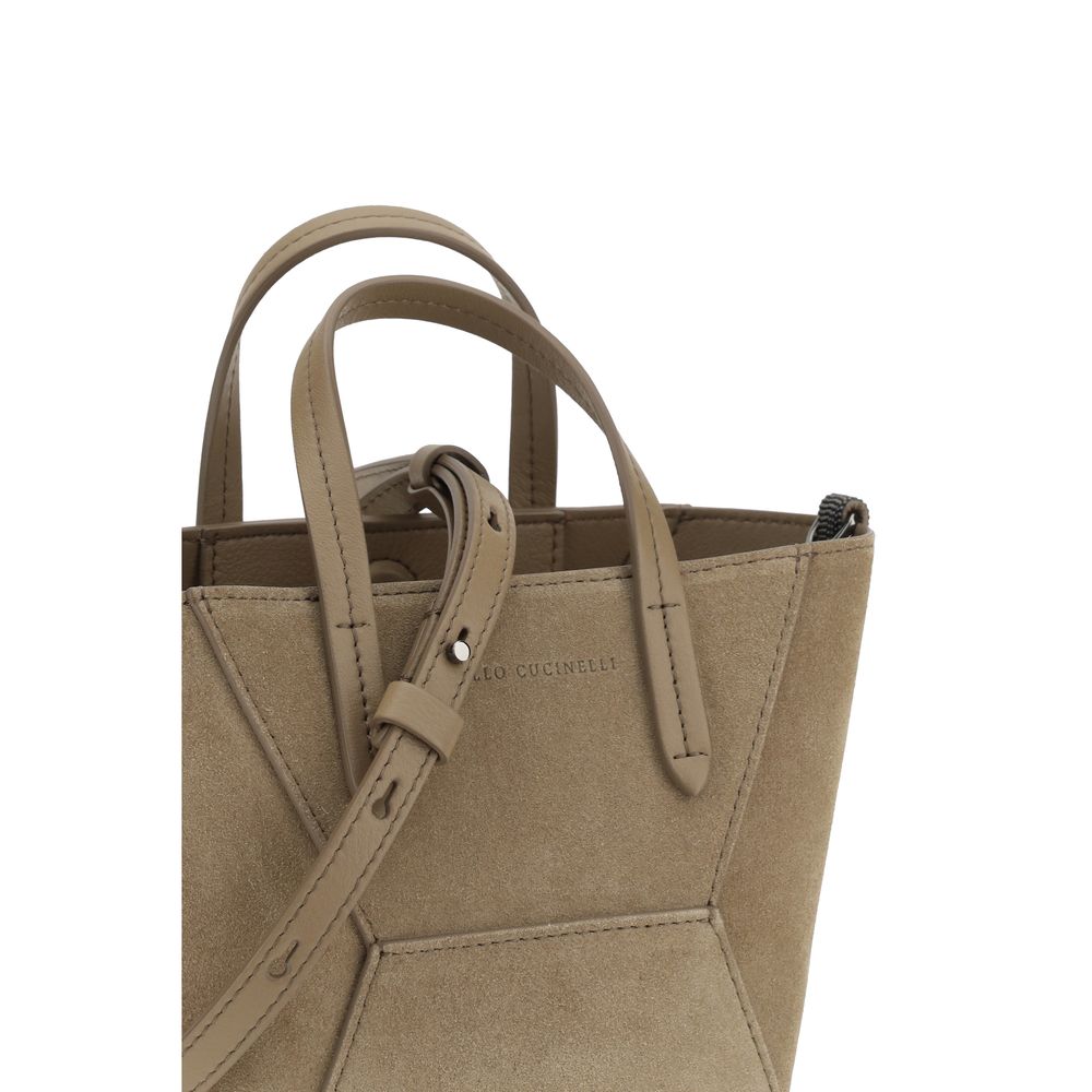 Bolsa de ombro em camurça Brunello Cucinelli