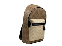 Mochila Coach West Color Block Couro Sling Pack - Areia