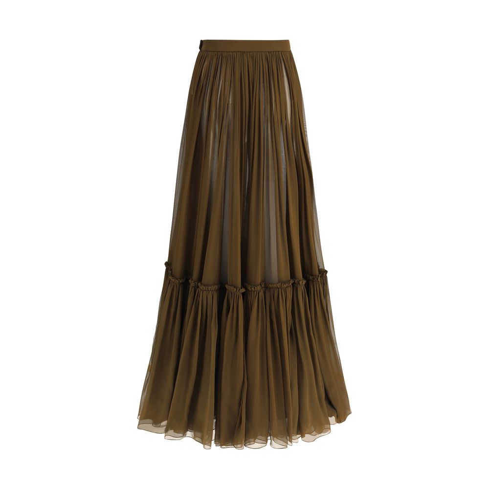 Saia longa com babados Saint Laurent