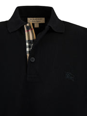 Camisa polo preta de algodão com gola Burberry
