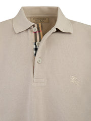 Camisa polo de algodão Burberry Pale Stone com gola