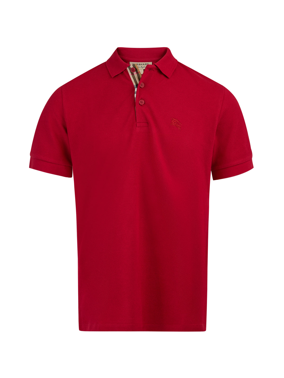 Camisa polo de algodão vermelha Burberry com gola
