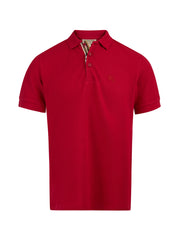 Camisa polo de algodão vermelha Burberry com gola