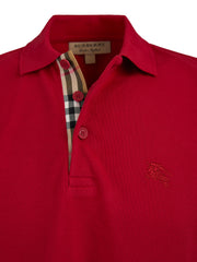 Camisa polo de algodão vermelha Burberry com gola