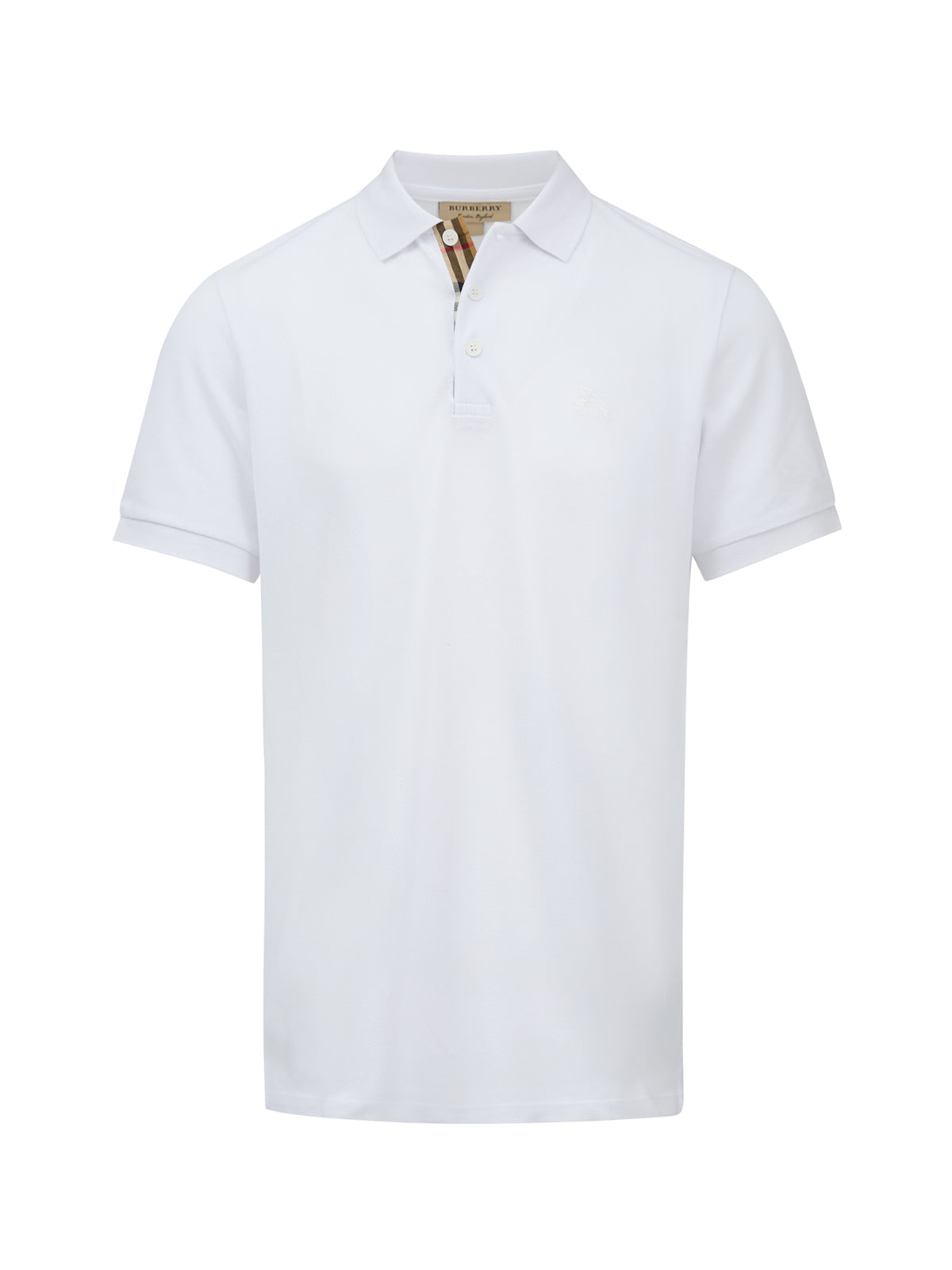 Camisa polo de algodão branca Burberry com gola