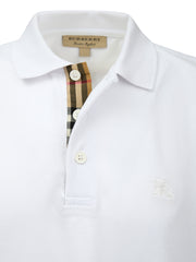 Camisa polo de algodão branca Burberry com gola
