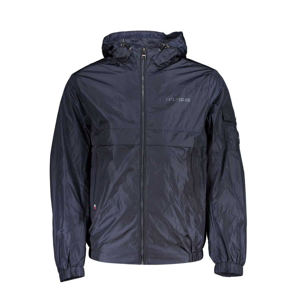 Jaqueta esportiva com capuz Tommy Hilfiger Chic Blue com detalhes contrastantes