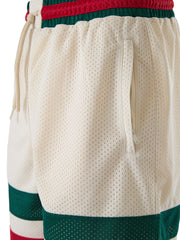 Shorts Gucci com logotipo em poliéster creme