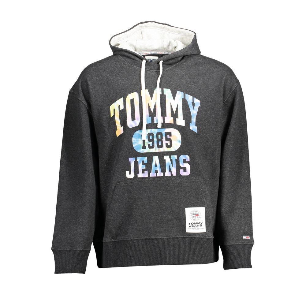 Moletom com capuz masculino Tommy Hilfiger preto de algodão