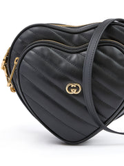 Bolsa transversal Gucci mini coração de couro preta