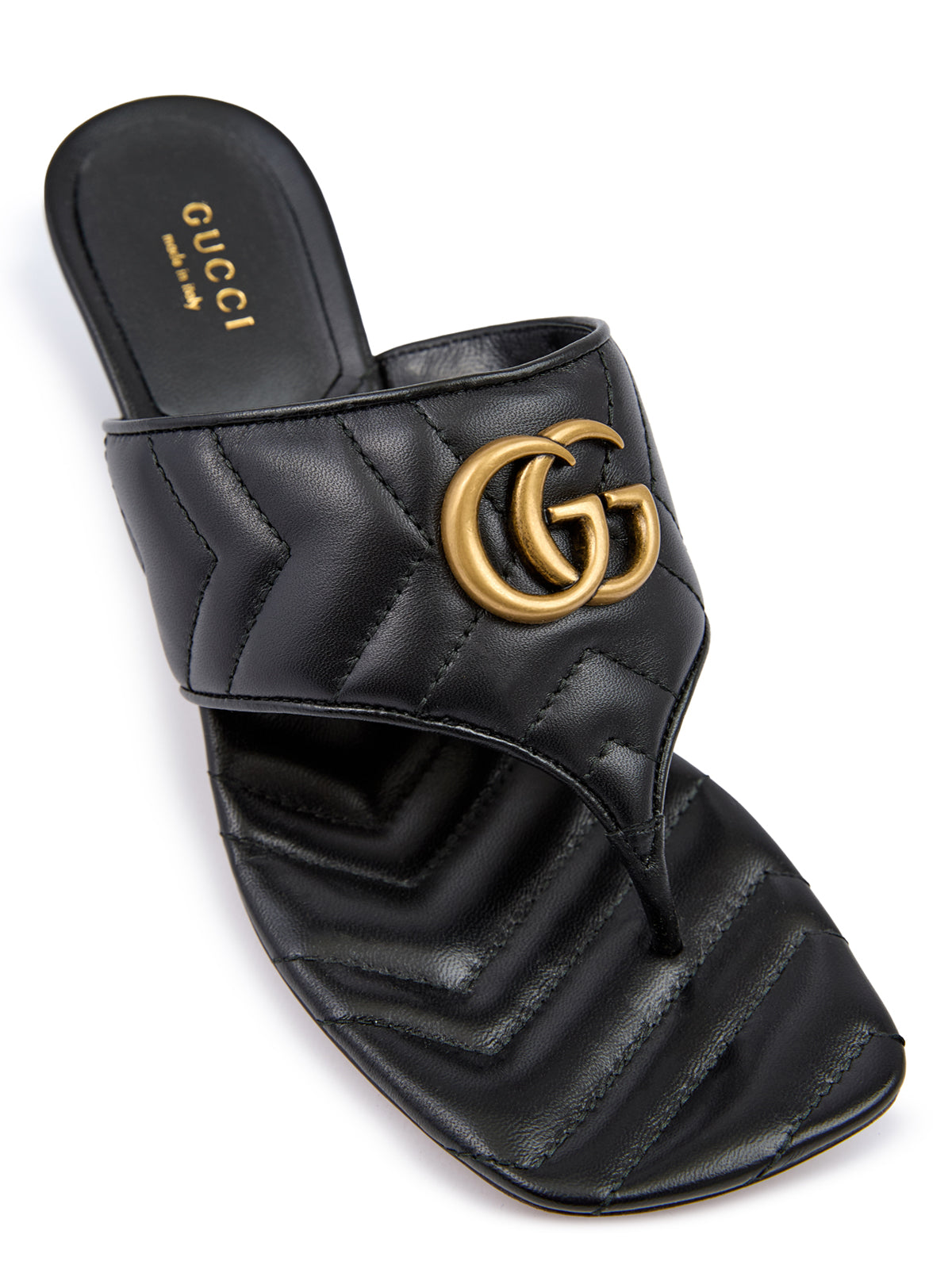 Sandálias Gucci Mystic em Couro Charlotte Preto Nappa