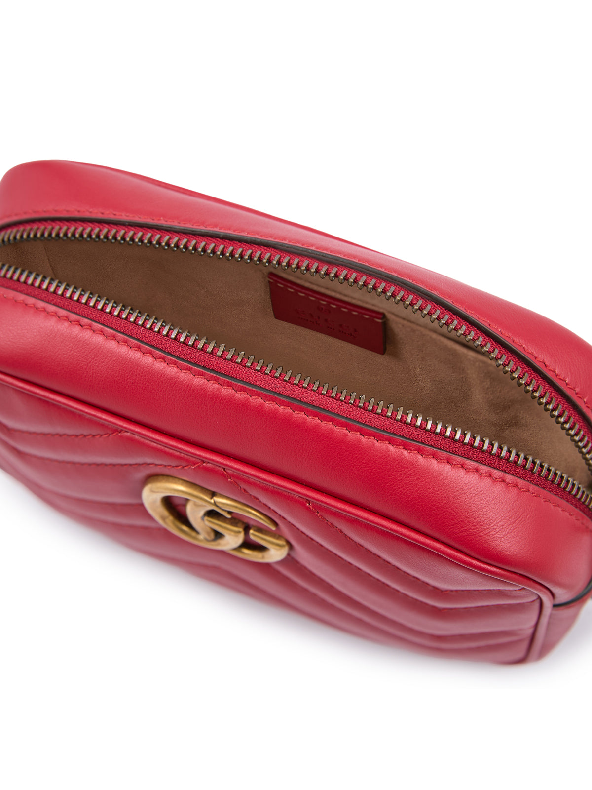 Bolsa para câmera GG Marmont de couro vermelho da Gucci