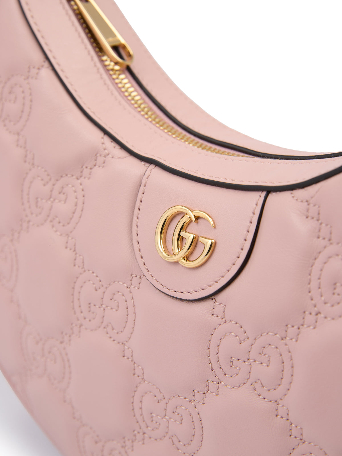 Bolsa de ombro de couro rosa claro da Gucci