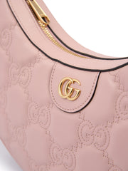 Bolsa de ombro de couro rosa claro da Gucci