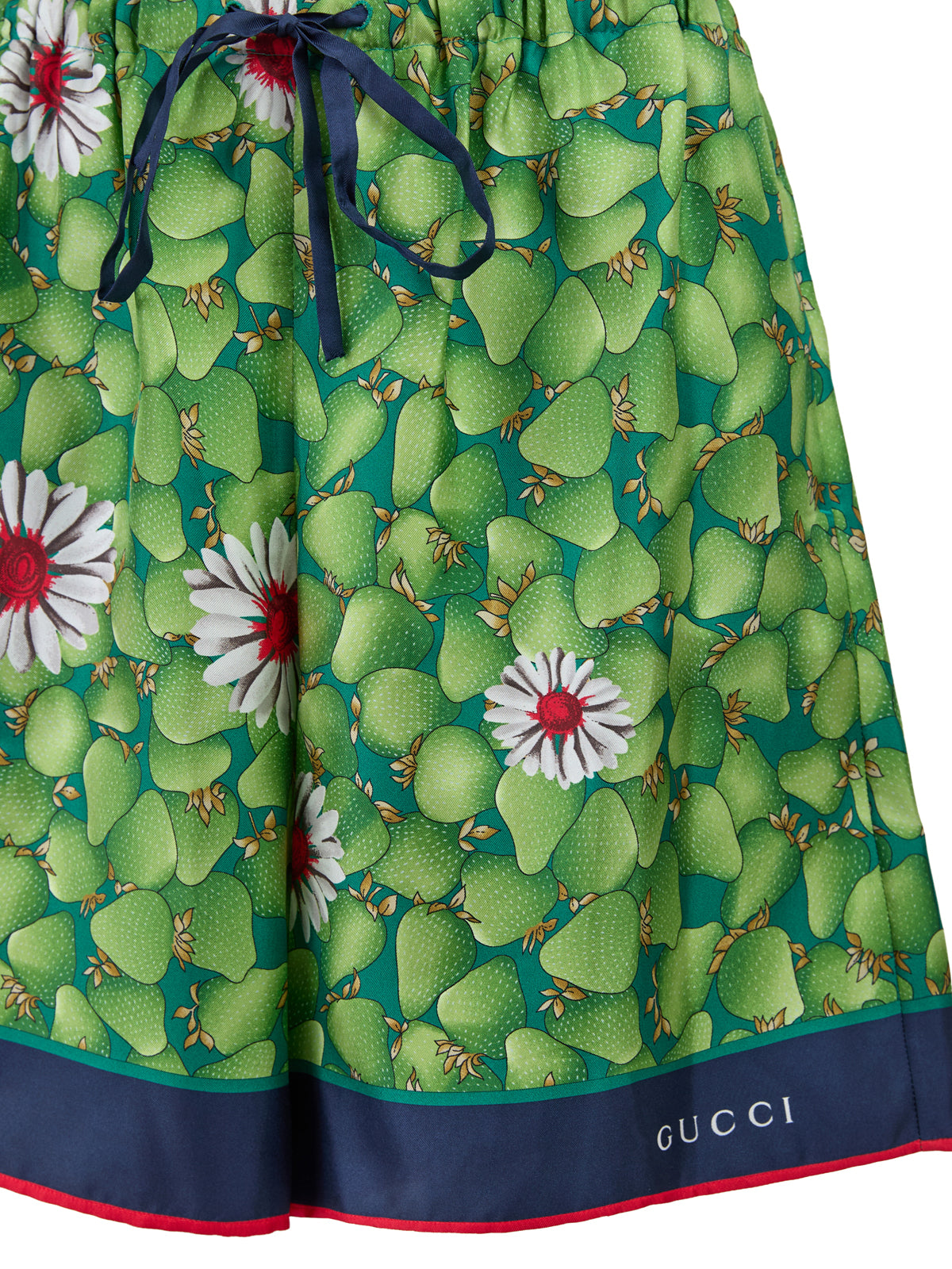 Shorts de seda com estampa floral verde da Gucci