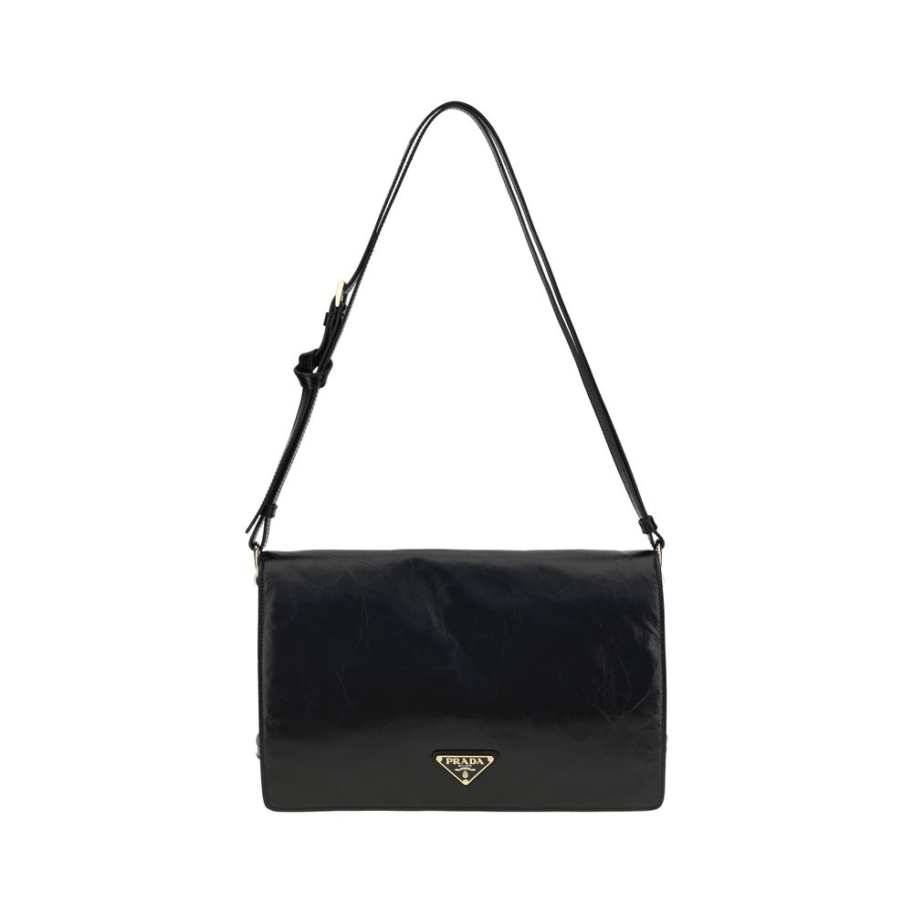 Bolsa de ombro Prada em couro amassado