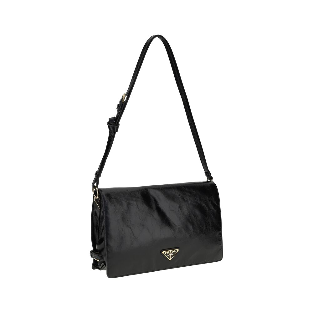 Bolsa de ombro Prada em couro amassado