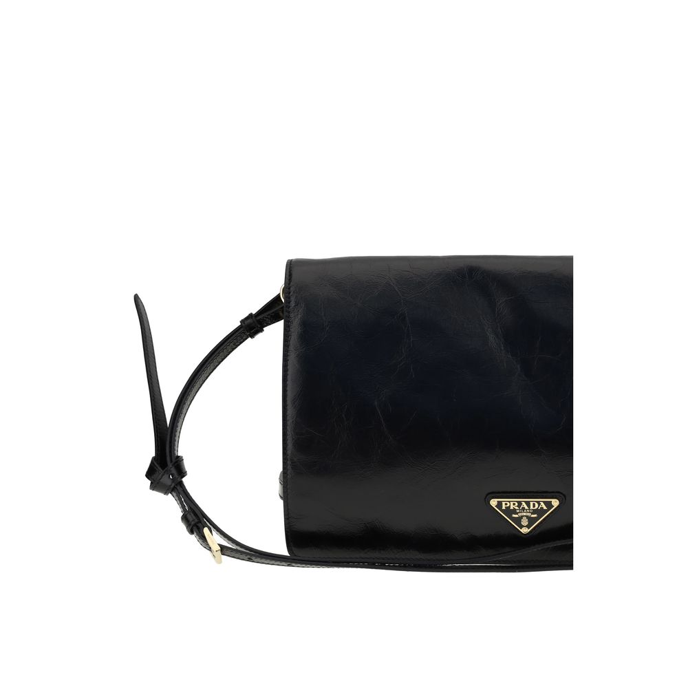 Bolsa de ombro Prada em couro amassado