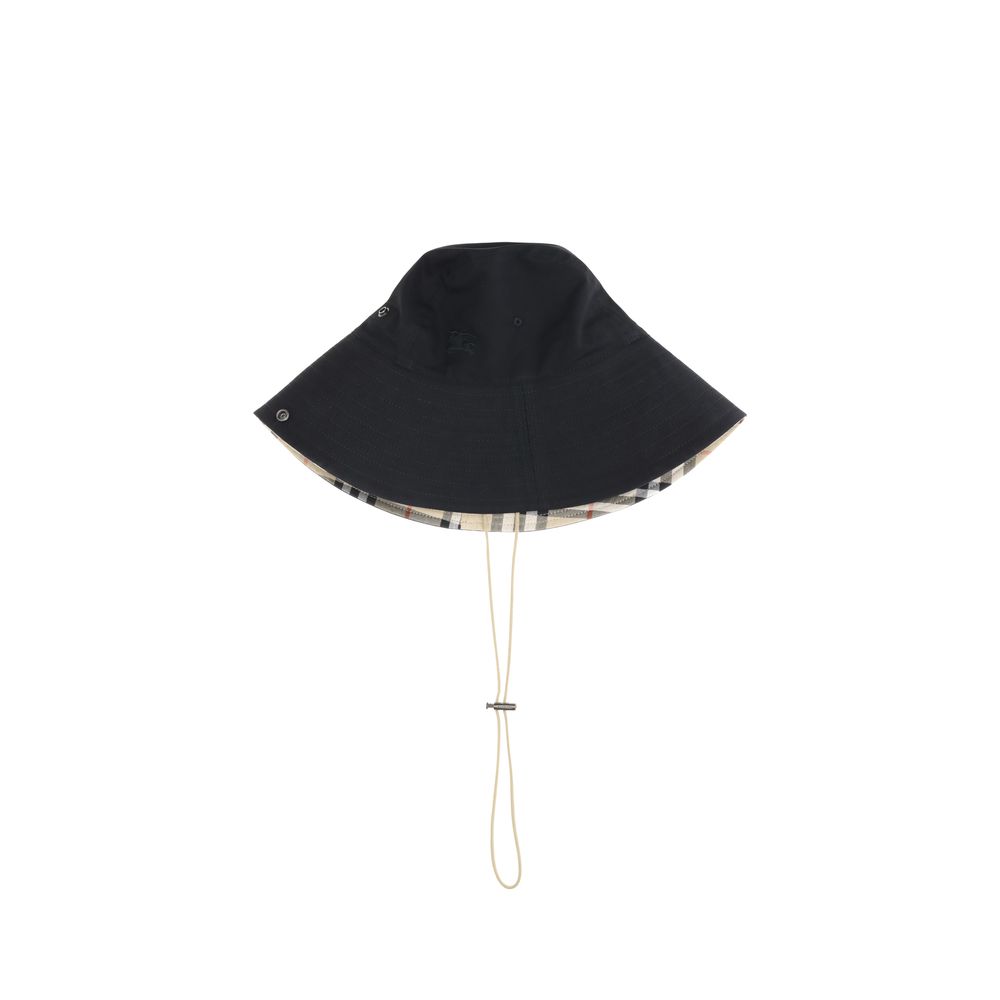 Chapéu Bucket de gabardine com aba xadrez Burberry