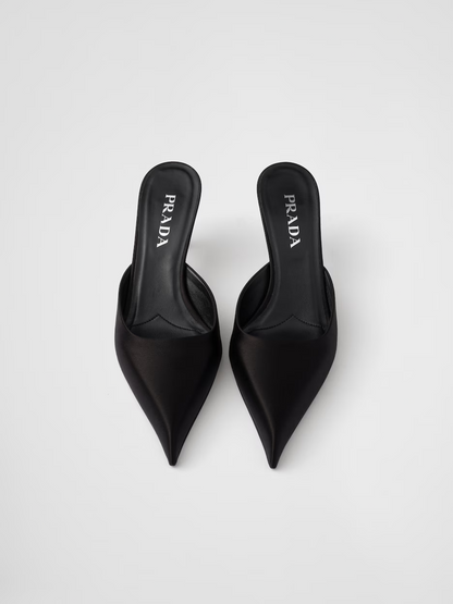 Prada Black Satin Sabot