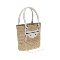 Bolsa de ombro pequena de palha Balenciaga Le City