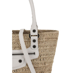 Bolsa de ombro pequena de palha Balenciaga Le City