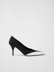 Sapatos Prada de couro preto acetinado e prata metálico