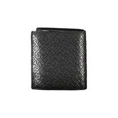 Carteira Tommy Hilfiger Sleek de couro preto com dois compartimentos
