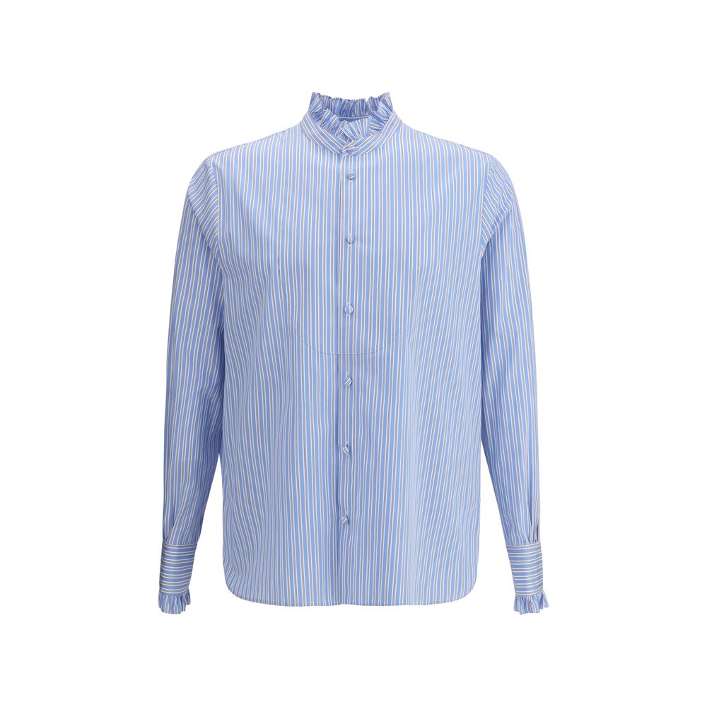 Camisa listrada Valentino de plastrão e babados