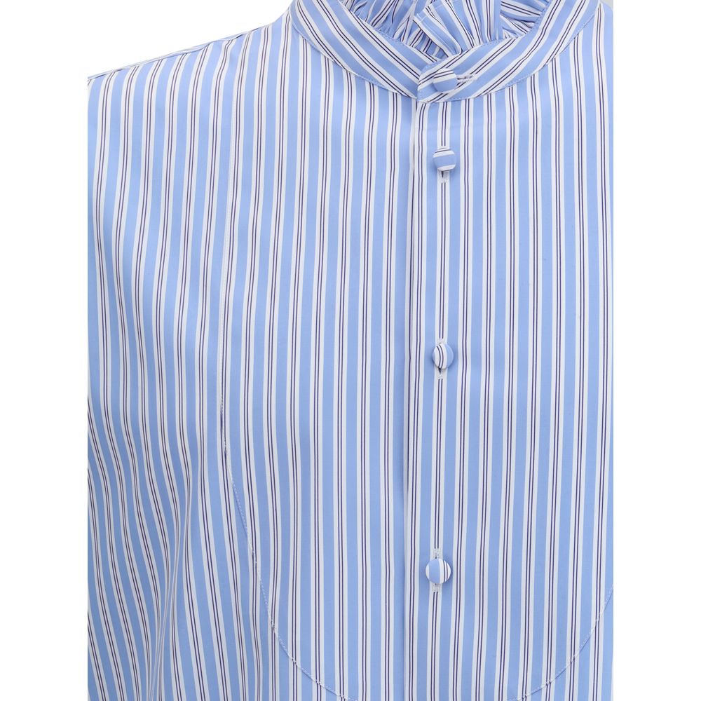 Camisa listrada Valentino de plastrão e babados
