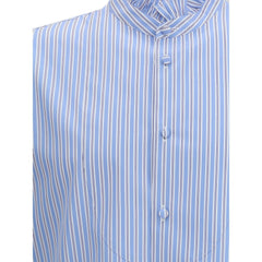 Camisa listrada Valentino de plastrão e babados