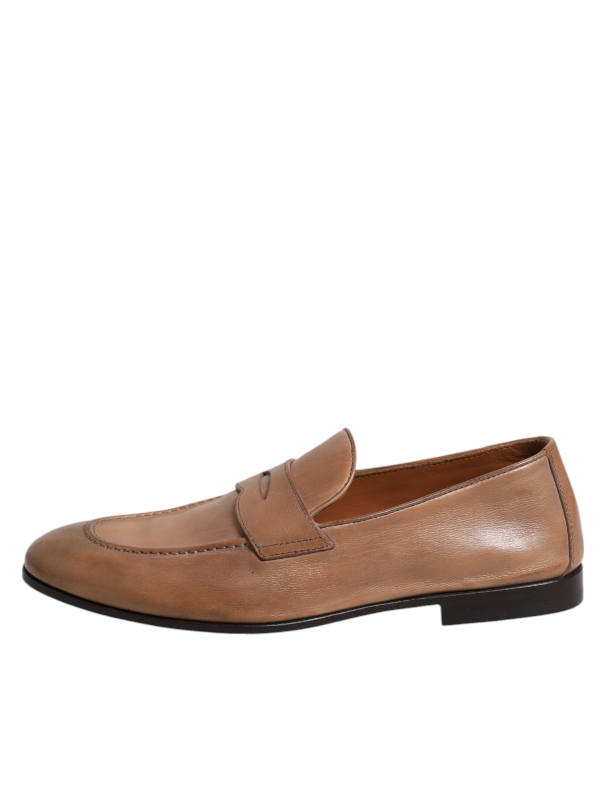 Brunello Cucinelli Vestido Mocassim de Couro Marrom Sapatos Formais