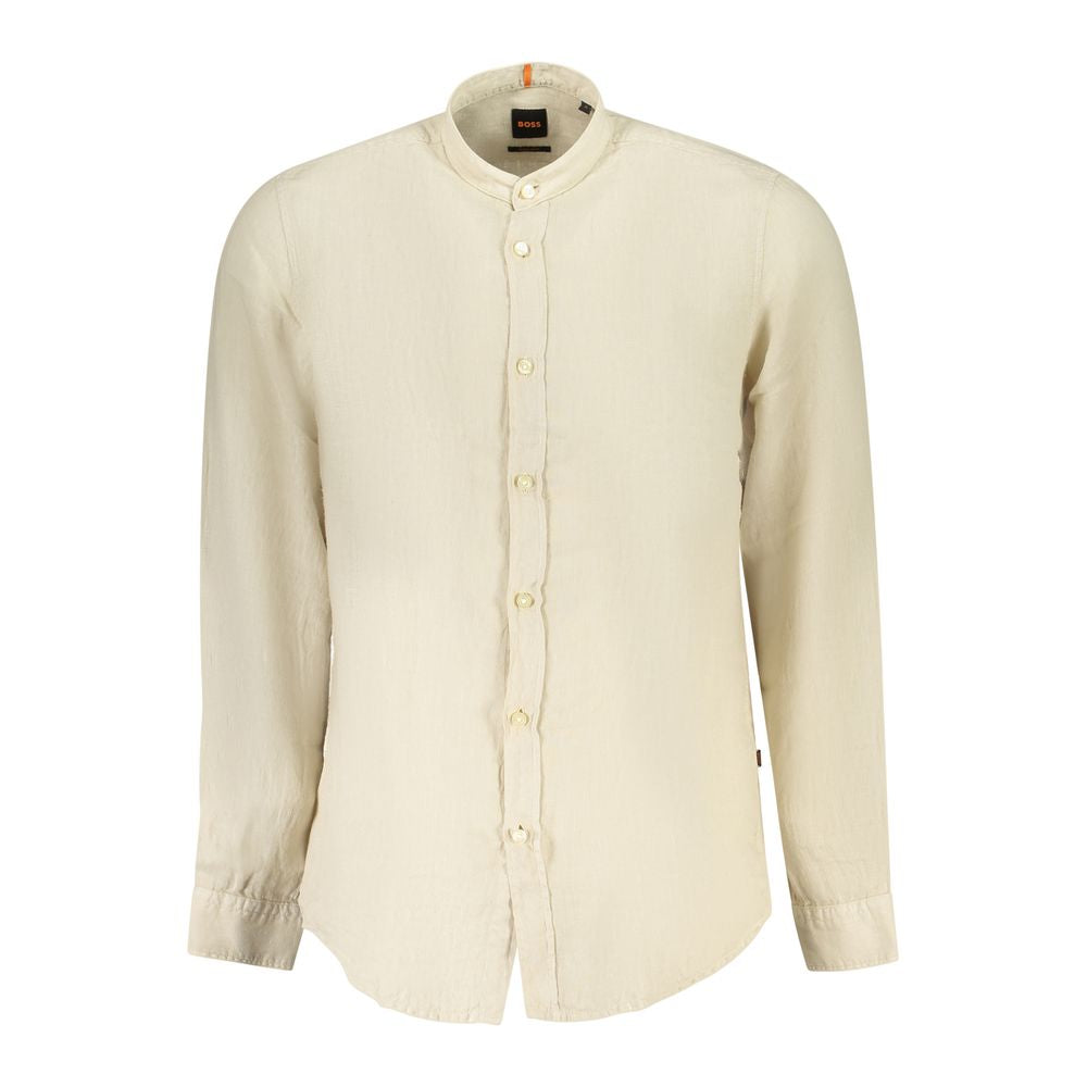 Camisa masculina de linho bege Hugo Boss